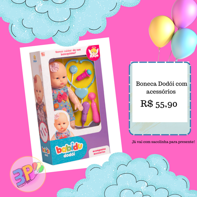 BONECA BABIDU DODÓI COM ACESSÓRIOS