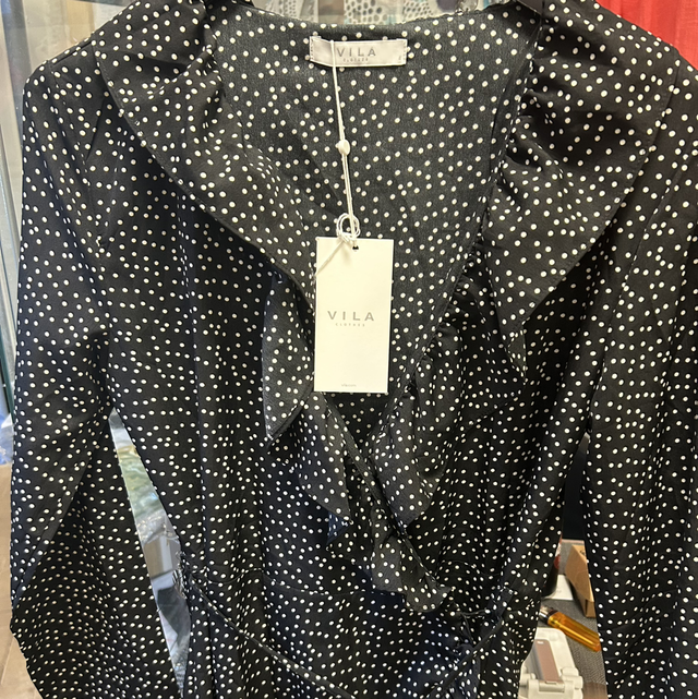 Vila Clothing - Black/White Spotted Wrap Around Dress - Size Small - RRP £32 - 1886