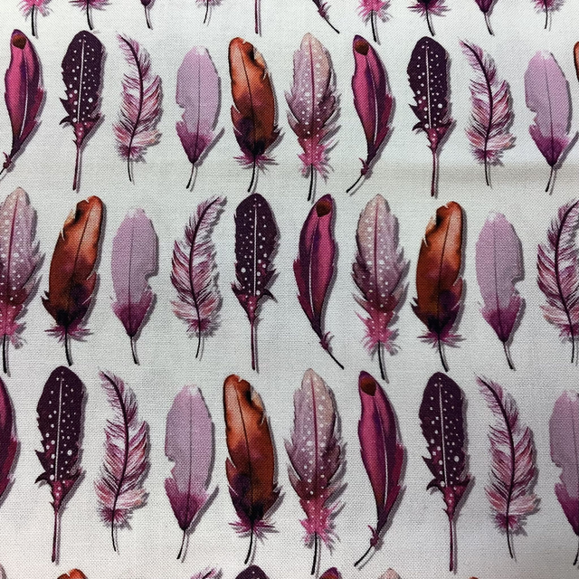 35 cm Patchworkstoff „Federn in pink“