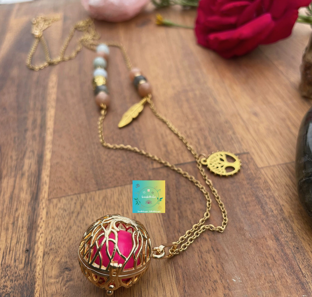 ☘️🌹☘️Bola de grossesse en Aigue marine, pierre de soleil et labradorite