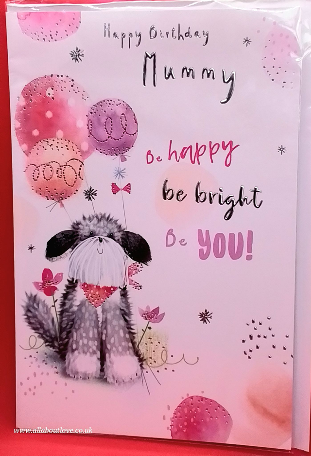 Mummy Birthday Card Adorable Dog Design.
