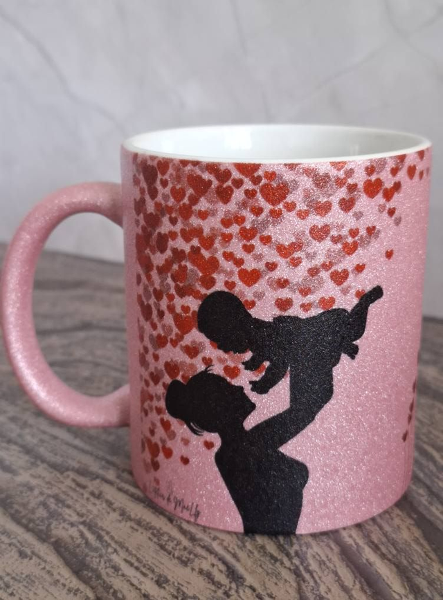 Mug à paillettes rose sœur 