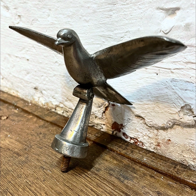Polished Metal Dove Car Mascot - Mid 20th Century