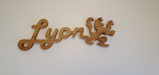 &quot;Lyon&quot; - symbole - lettrage décoratif en bois de chêne