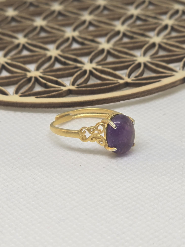 Bague Argent 925 doré mat et Améthyste