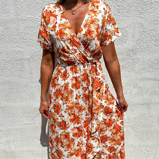 Robe fleurie orange