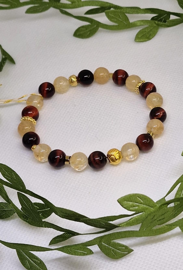 Bracelet Œil de Taureau et Citrine en 0,8 cm 