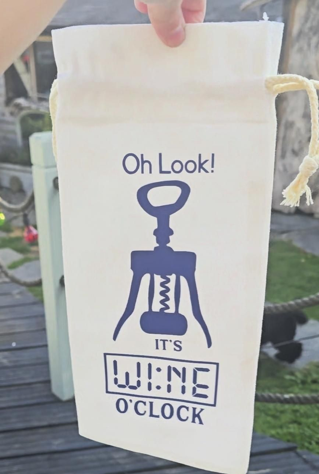 Wine O’Clock Cotton Bottle Bag