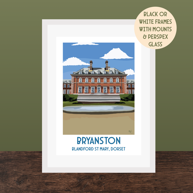 Bryanston School, Blandford, Travel Poster Print - Vintage Style Dorset Wall Art