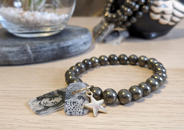 Bracelet, &quot;L&#039;Or des Fous&quot; en pyrite