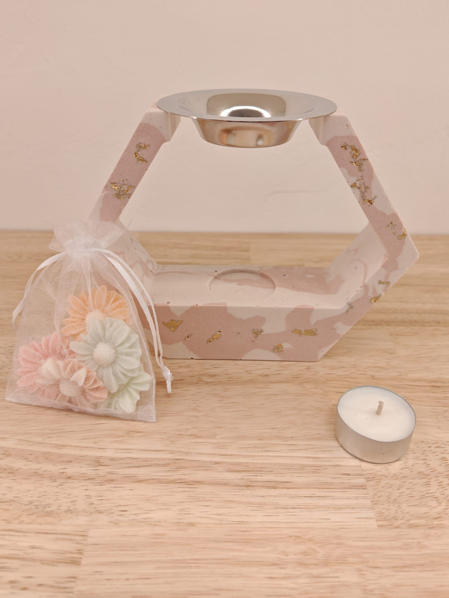 Diffuseur Xena marbré rose &amp; feuilles d'or