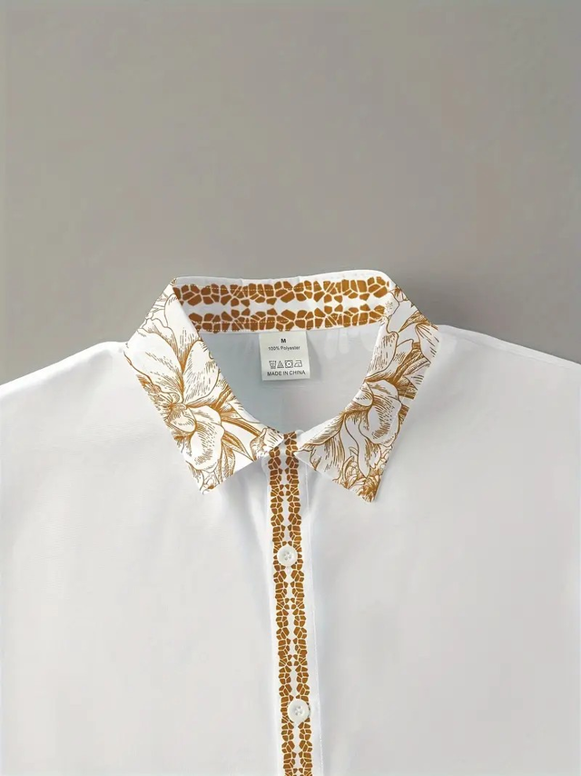 Men's Vintage Floral Print Casual Short Sleeve Shirt