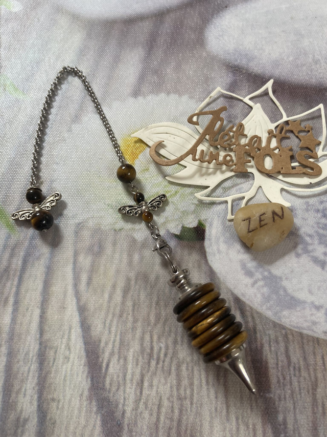 Pendule Disque "Ange" en Oeil de tigre
