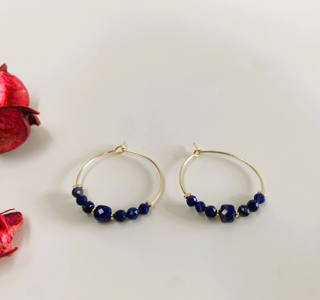 Petites créoles en lapis lazuli 7 pierres