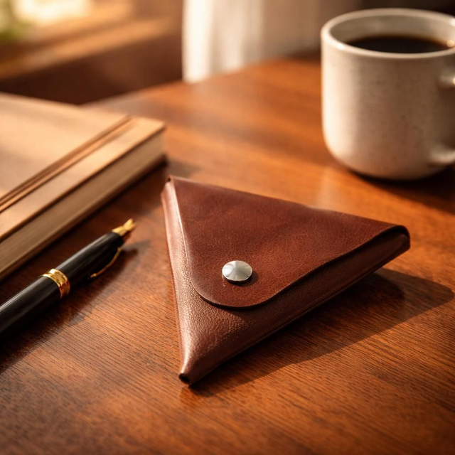 ✨️ PROMO ✨️ Porte-monnaie en cuir triangle  - Marron