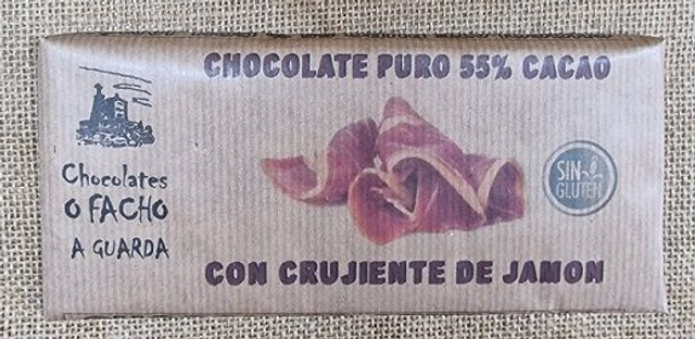 Chocolate puro 55% con Crujiente de Jamón "O FACHO"  