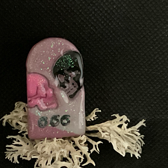 AS8 MAGNET duo skull en pâte polymère 2.2cm x 3.8cm