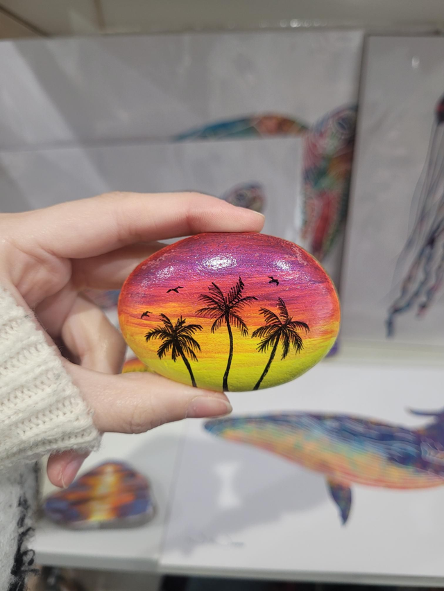 Sunset Pebble With Palm Trees - NW-321