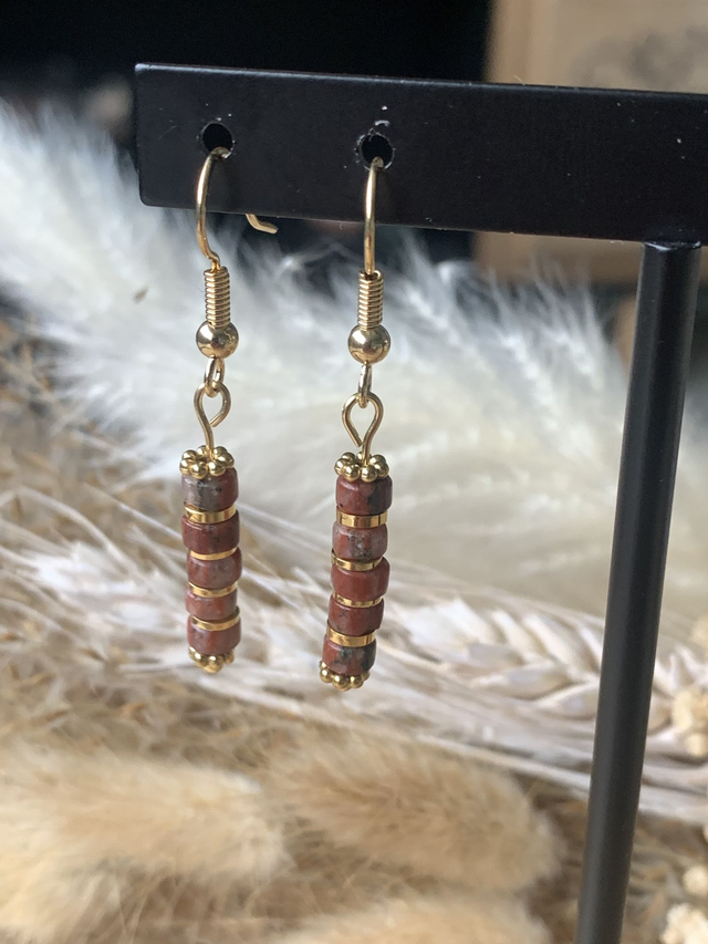Boucles d'oreilles Soléa Granit Rouge