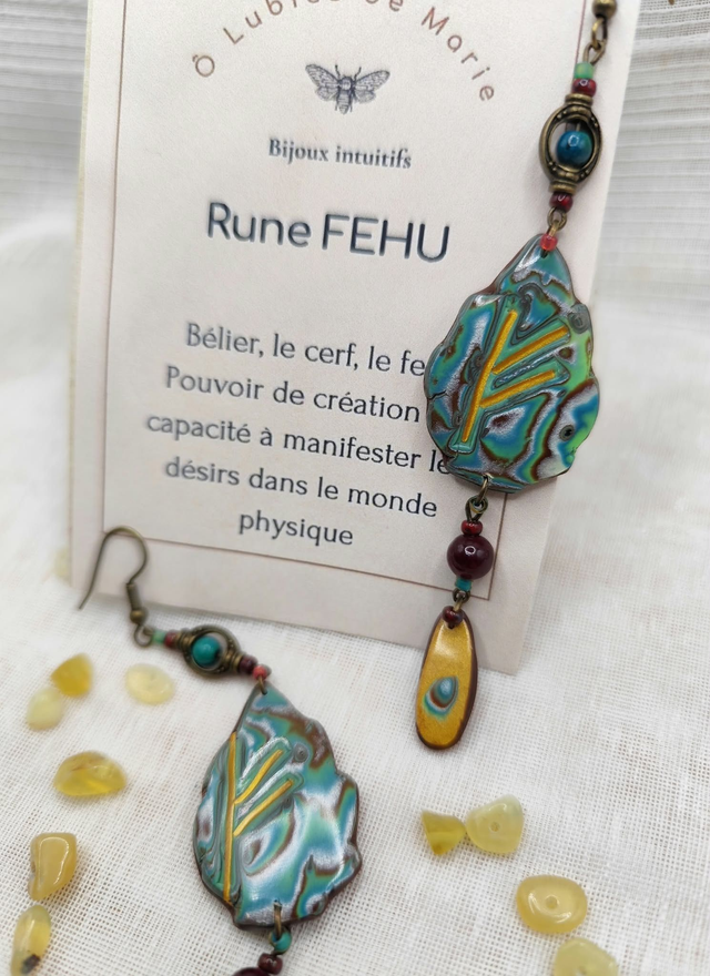 Boucles d’oreilles Fehu – Le feu de la création