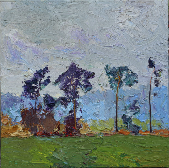 „Herbsts anmutige Tänzer“   Öl auf Leinwand, 80 × 80 cm., 2024
