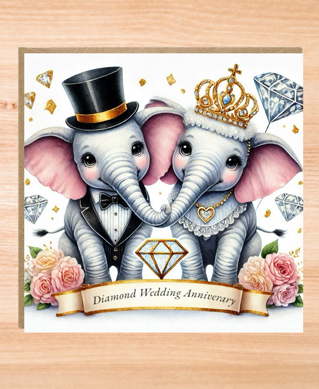 DIAMOND Elephant Wedding Anniversary Card