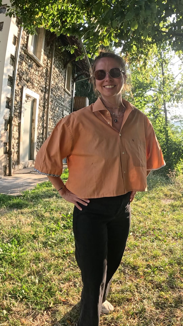 Chemise upcyclée orange