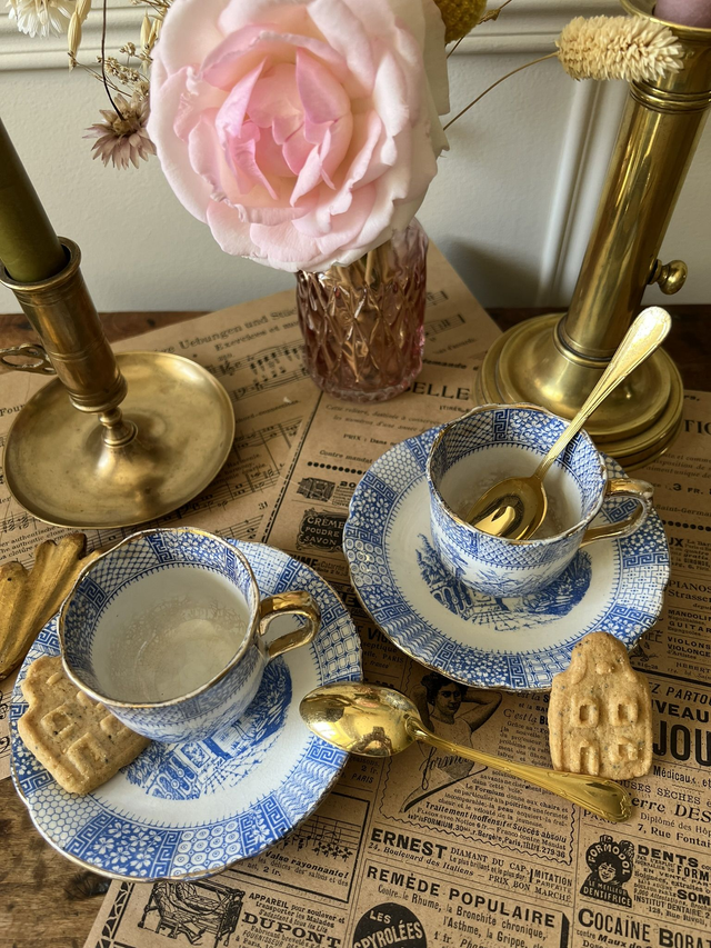 DENTELLE - Duo de tasses et sous-tasses à espresso de la manufacture de Lunéville - Terre de Fer