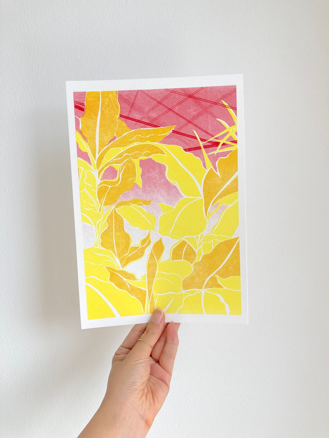 A4 Riso Print - Banana Plant, 2 colours 