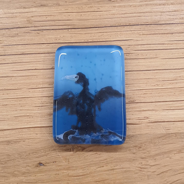Shag / Cormorant glass enamel badge 