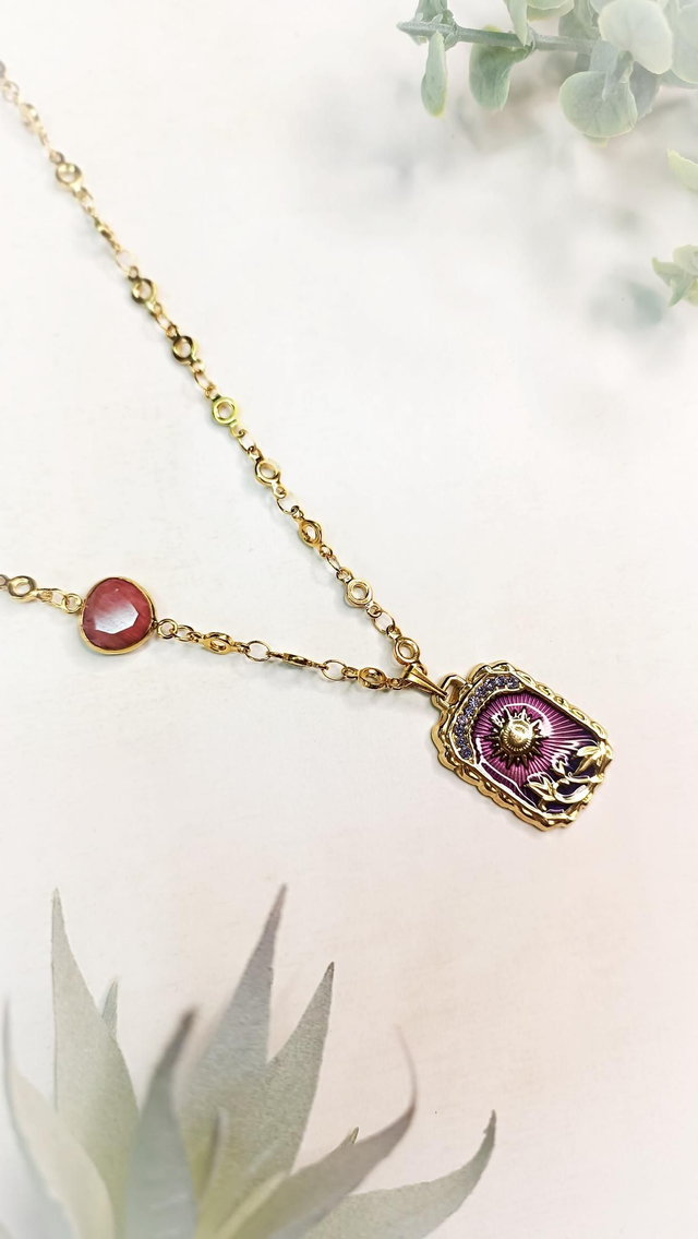 Collier SURYAH - Violet mystique - Rhodonite 