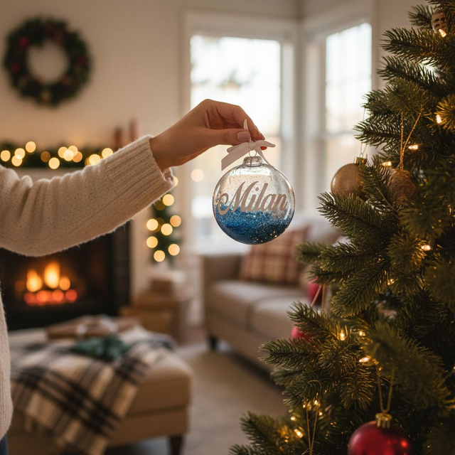 Boule Plate bleu 8 cm