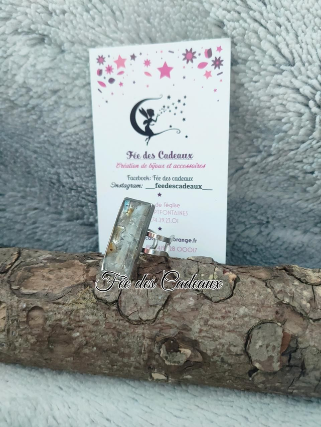 Bague Labradorite "Double Rang Fusion rectangulaire"