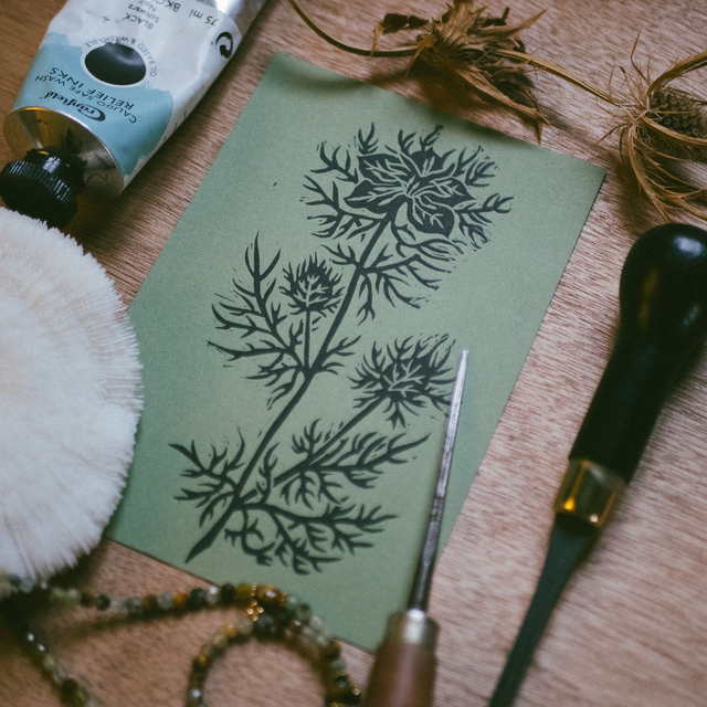 Linogravure - Nigelle - A6