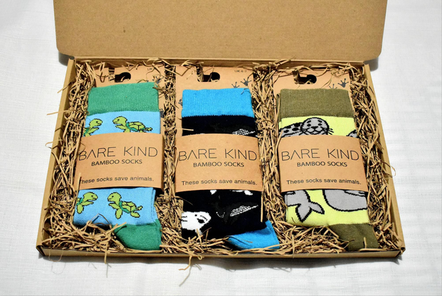 Ocean Sock Gift Box - contains 3 x Bare Kind Bamboo Socks