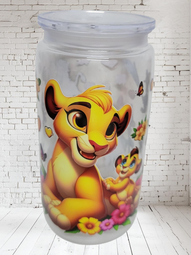 Gourde avec paille en plastique Le Roi Lion