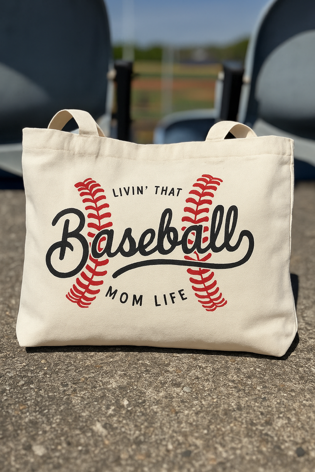 Canvas tas Baseball mom life S
