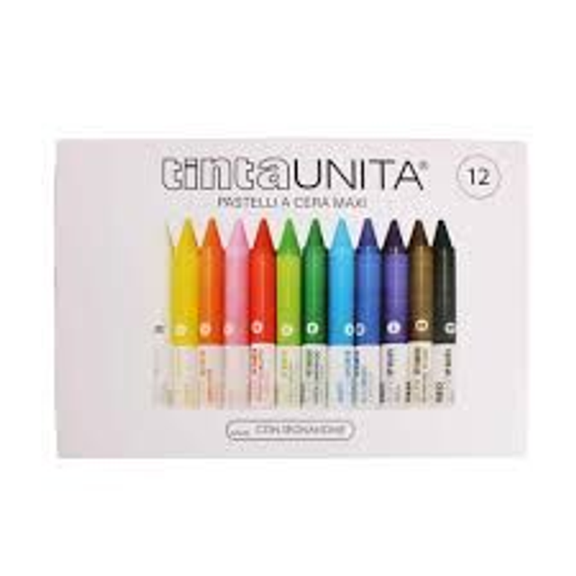 Pastelli a Cera Maxi 12 Pezzi Tinta Unita