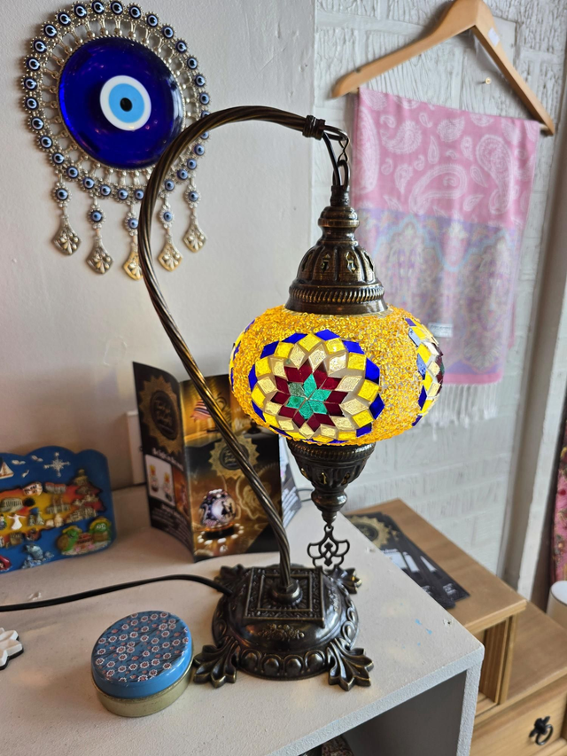 Large Mosaic Swanneck Table Lamp