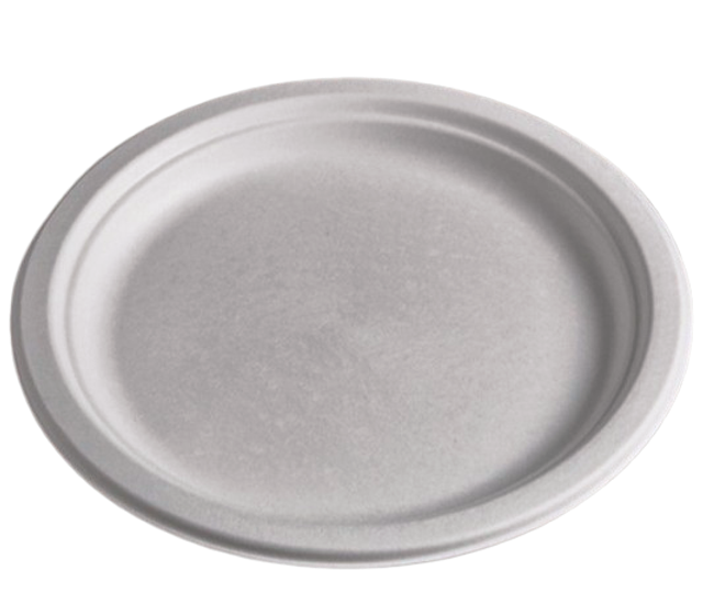 Piatto monouso piano diam. 18 cm. biocompostabile in polpa di cellulosa