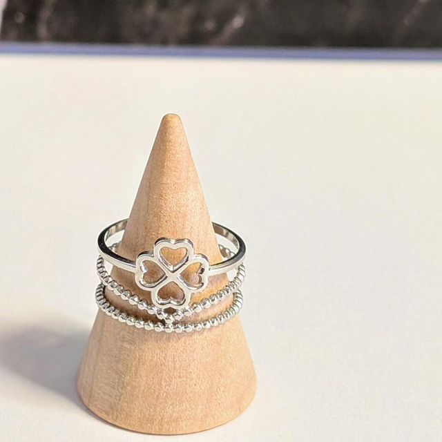 Bague trèfles argenté