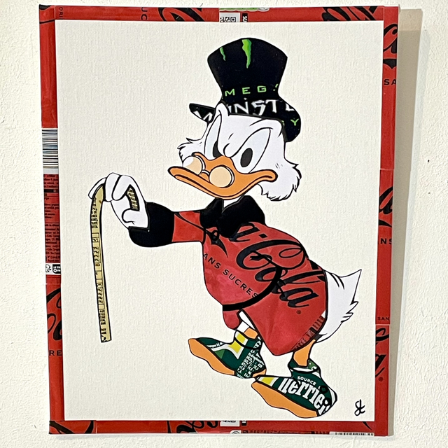 Tableau Picsou réalisé avec des canettes recyclées 