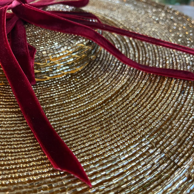 Luxurious Gold Glass Bead Placemat & Coaster - Set of six (twelve pieces)
