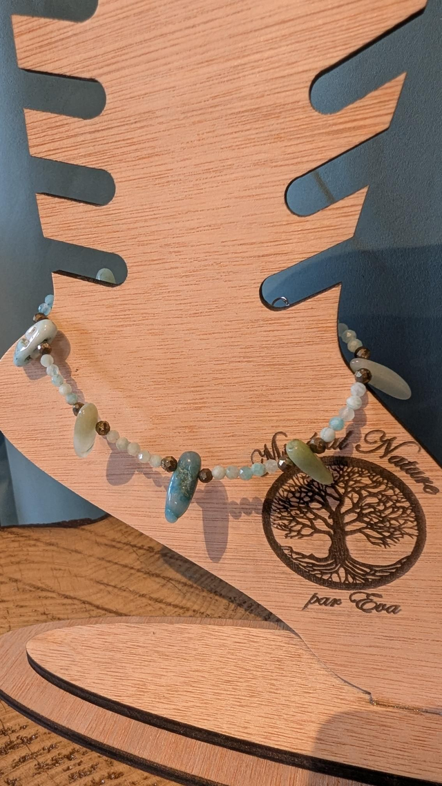 Chaîne de cheville Amazonite et Pyrite 