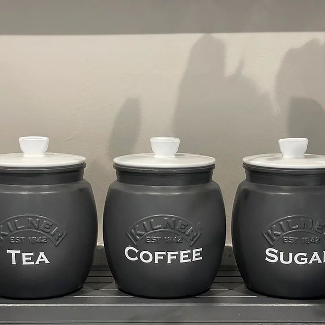 Dark Grey Tea coffee sugar Kitchen Canister