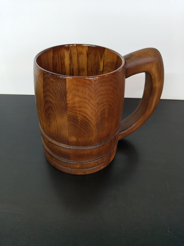 Handgedrechselter Holz - Humpen für Mittelalter & LARP 1 Liter