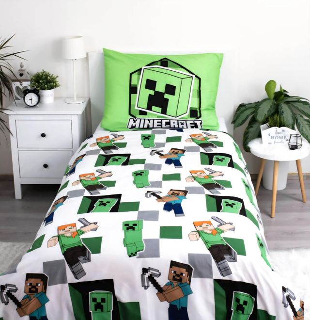 ✨️HOUSSE DE COUETTE ET TAIE D'OREILLER MINECRAFT 