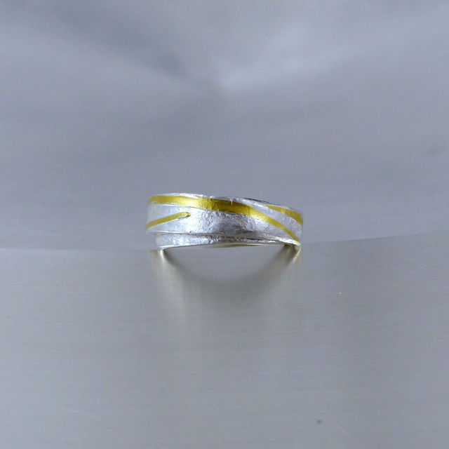 Ring Silber mit Gold 900/- aufgeschweißt