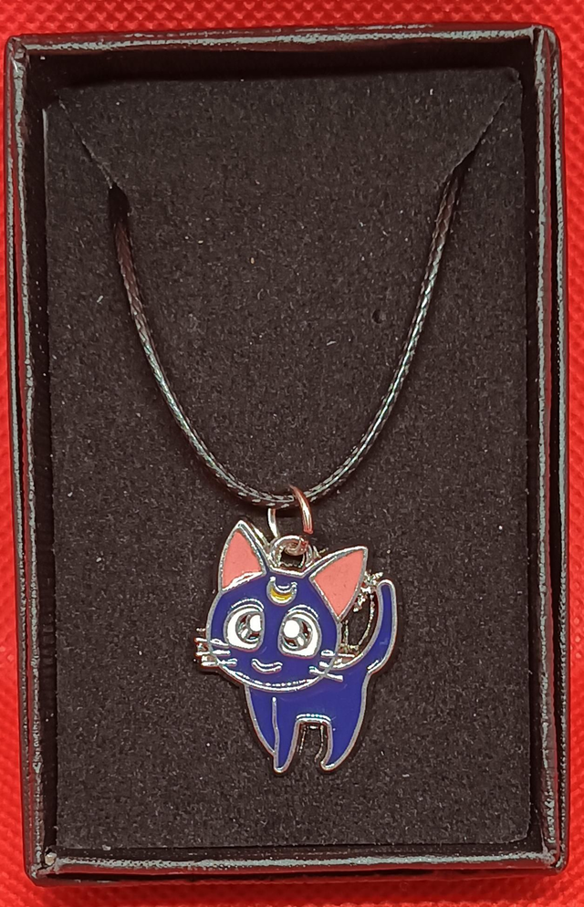 Enamel Sailor Moon Luna Pendant Necklace.