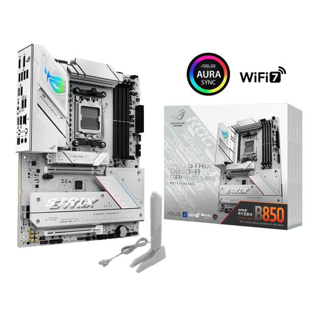 02.2.0111 – Scheda Madre ASUS ROG STRIX B850‑A GAMING WIFI – ATX mid‑range bianca con WiFi 7 per Ryzen 7000/8000/9000